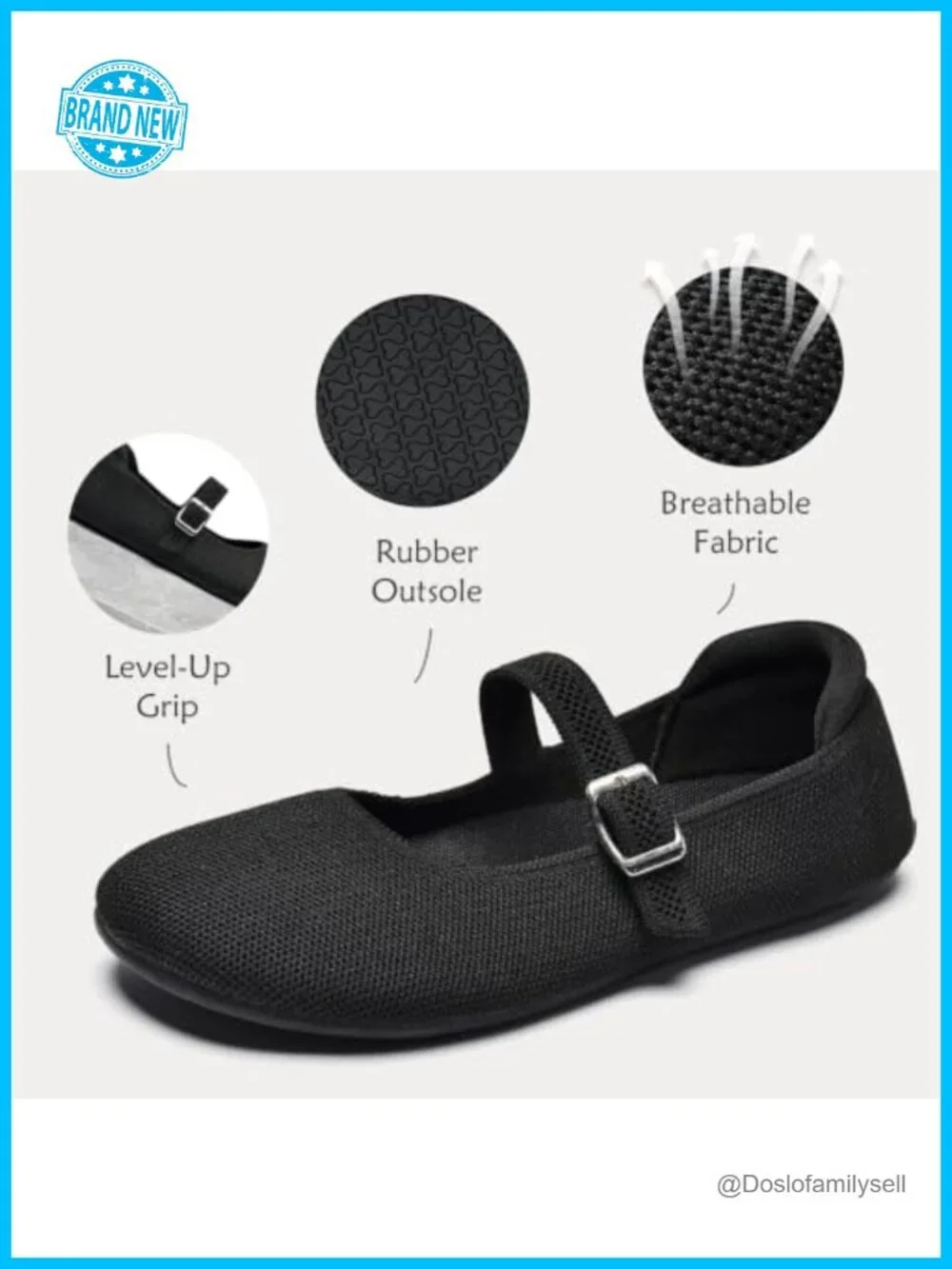 Barefoot Wide Toe Box Zero Drop Knit Mary Jane Flats Adjustable Strap